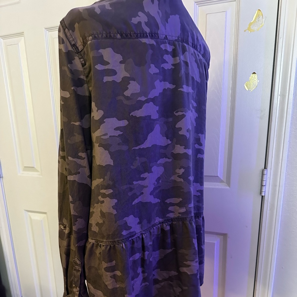 Camouflage button down top